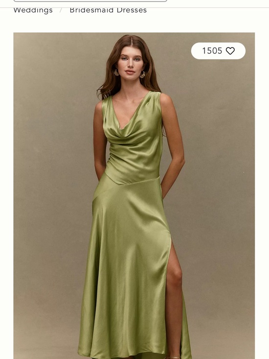 BHLDN Dresses & Skirts - BHLDN Olive Green Satin Cowl Neck Maxi Dress
